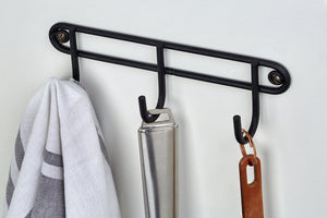 3 hook rack (wall mounted) Matt Black - Steelcraft