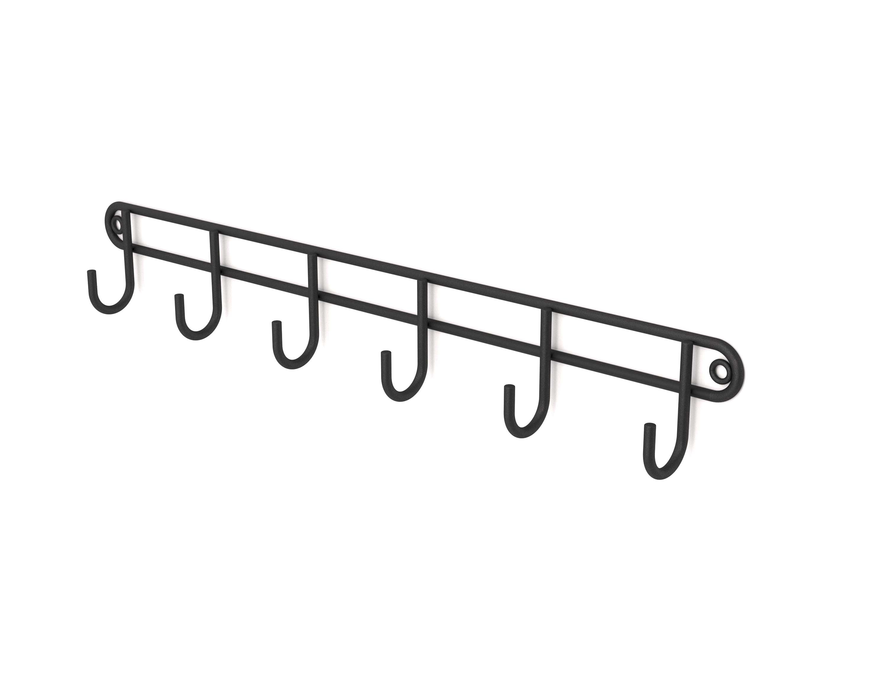 Six hook stainless steel rack useful for utensils, keys, dish