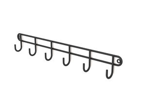 6 hook rack (wall mounted) Matt Black - Steelcraft