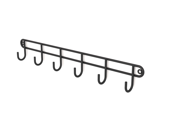 Six hook stainless steel rack useful for utensils keys dish cloths jewellery belts and bathroom items. Steelcraft