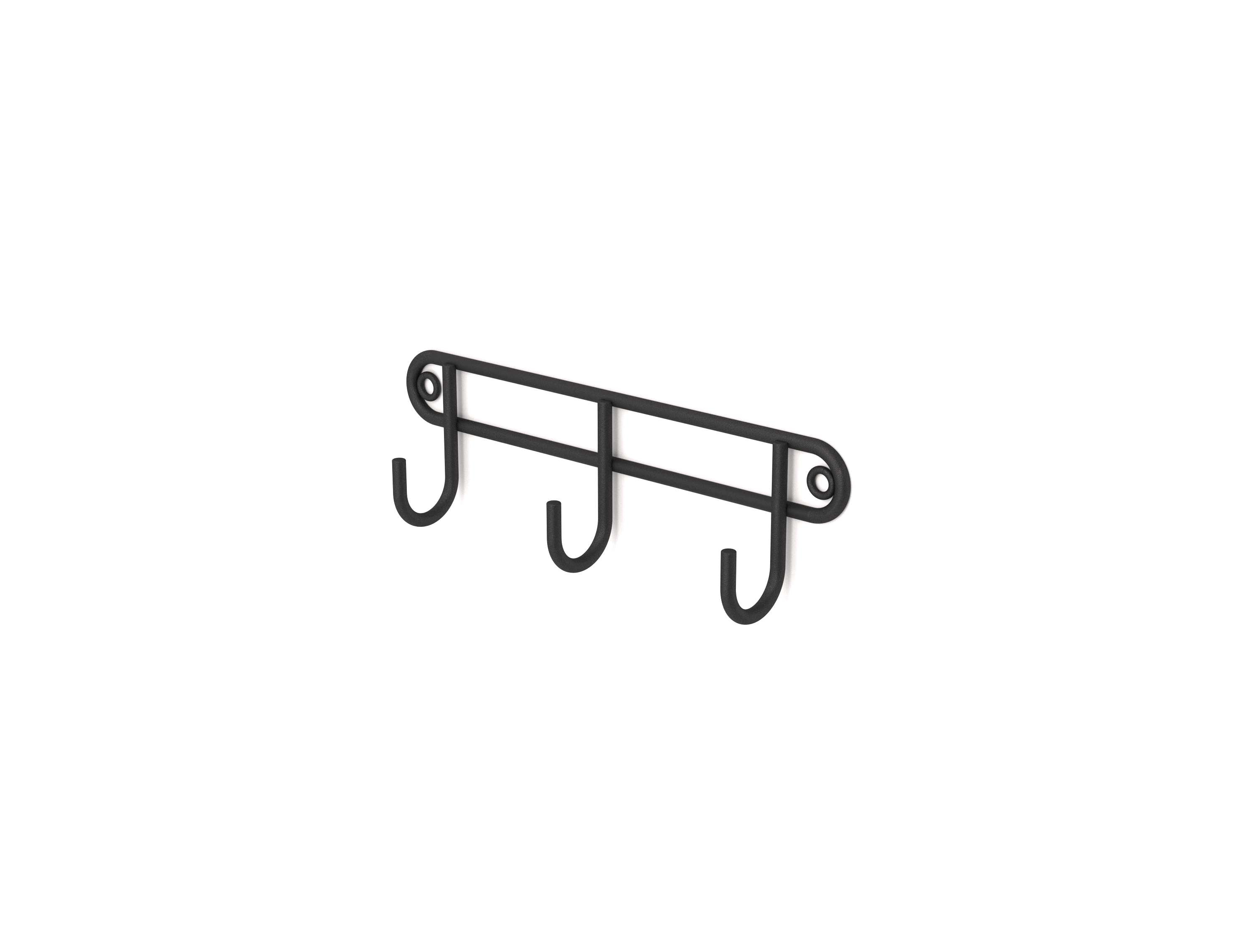 Three hook stainless steel rack useful for utensils, keys, dish