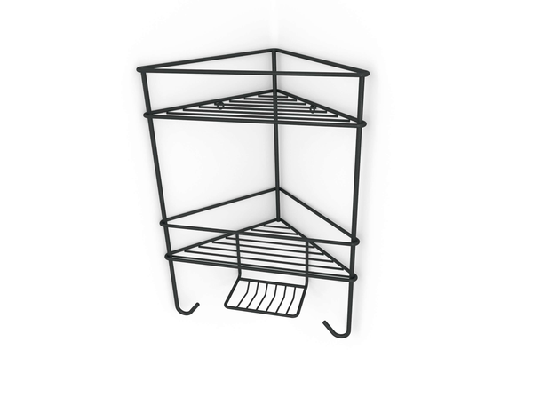 Corner Shower Organiser Double Matt Black - Steelcraft