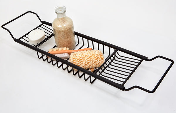 Matt Black Bath Caddy (Extendable) - Steelcraft