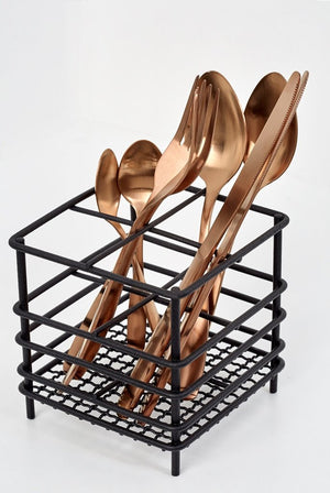 Cutlery holder (square) Matt Black - Steelcraft